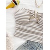 image:imageMakeMeChic Womens Bandeau Strapless Tube Top Backless Ruched Summer Sexy Cute Going Out TopsStriped Apricot