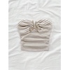 image:imageMakeMeChic Womens Bandeau Strapless Tube Top Backless Ruched Summer Sexy Cute Going Out TopsStriped Apricot