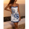 image:imageMakeMeChic Womens Boho Cami Dress Spaghetti Strap Floral Tropical Summer Vacation Mini DressesBlue White