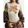 image:imageMakeMeChic Womens Boho Clothing Floral Polka Dots Paisley Crop Tops Long Sleeve Mock Neck Summer Mesh Tee ShirtApricot