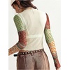 image:imageMakeMeChic Womens Boho Clothing Floral Polka Dots Paisley Crop Tops Long Sleeve Mock Neck Summer Mesh Tee ShirtApricot