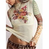 image:imageMakeMeChic Womens Boho Clothing Floral Polka Dots Paisley Crop Tops Long Sleeve Mock Neck Summer Mesh Tee ShirtApricot