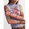image:imageMakeMeChic Womens Boho Clothing Floral Polka Dots Paisley Crop Tops Long Sleeve Mock Neck Summer Mesh Tee ShirtMulticolor