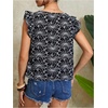 image:imageMakeMeChic Womens Boho Flutter Sleeve Blouse Square Neck Ruffle Floral Print Hollow Out Lightweight Summer Tank TopBlack