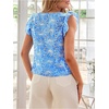 image:imageMakeMeChic Womens Boho Flutter Sleeve Blouse Square Neck Ruffle Floral Print Hollow Out Lightweight Summer Tank TopBlue