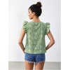 image:imageMakeMeChic Womens Boho Flutter Sleeve Blouse Square Neck Ruffle Floral Print Hollow Out Lightweight Summer Tank TopGreen a