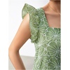 image:imageMakeMeChic Womens Boho Flutter Sleeve Blouse Square Neck Ruffle Floral Print Hollow Out Lightweight Summer Tank TopGreen a