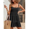 image:imageMakeMeChic Womens Boho Mini Dress Summer Vacation Sundress Dots Sleeveless Cami Country Short DressBlack