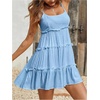 image:imageMakeMeChic Womens Boho Mini Dress Summer Vacation Sundress Dots Sleeveless Cami Country Short DressBlue