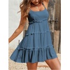 image:imageMakeMeChic Womens Boho Mini Dress Summer Vacation Sundress Dots Sleeveless Cami Country Short DressDusty Blue