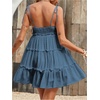 image:imageMakeMeChic Womens Boho Mini Dress Summer Vacation Sundress Dots Sleeveless Cami Country Short DressDusty Blue