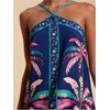 image:imageMakeMeChic Womens Boho Tropical Halter Mini Dress Backless Summer Vacation Dresses Floral SundressTropical Blue