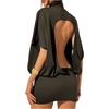 image:imageMakeMeChic Womens Cut Out Open Back Mini Dress Mock Neck Dolman Sleeve Cocktail DressesBlack
