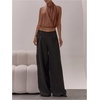 image:imageMakeMeChic Womens Cute Summer Halter Tank Top Draped Sleeveless Tie Open Back Crop TopsBrown