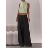 image:imageMakeMeChic Womens Cute Summer Halter Tank Top Draped Sleeveless Tie Open Back Crop TopsLime Green