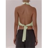 image:imageMakeMeChic Womens Cute Summer Halter Tank Top Draped Sleeveless Tie Open Back Crop TopsLime Green
