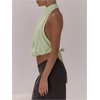 image:imageMakeMeChic Womens Cute Summer Halter Tank Top Draped Sleeveless Tie Open Back Crop TopsLime Green