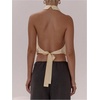 image:imageMakeMeChic Womens Cute Summer Halter Tank Top Draped Sleeveless Tie Open Back Crop TopsYellow