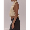 image:imageMakeMeChic Womens Cute Summer Halter Tank Top Draped Sleeveless Tie Open Back Crop TopsYellow