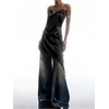 image:imageMakeMeChic Womens Elegant Satin Cami Dress Lace Trim Asymmetrical Spaghetti Strap Mini DressesBlack