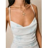 image:imageMakeMeChic Womens Floral Sequin Criss Cross Mini Dress Draped Spaghetti Strap Summer Cami DressesBlue