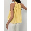 image:imageMakeMeChic Womens Flowy Bubble Crop Tank Top Halter Mesh Sleeveless Ruffle Y2k Going Out TopsYellow