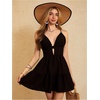 image:imageMakeMeChic Womens Flowy Halter Deep V Neck Backless Mini Dress Ruffle Sexy A Line Summer Dresses Cute Graduation Party DressBlack a