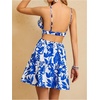 image:imageMakeMeChic Womens Flowy Halter Deep V Neck Backless Mini Dress Ruffle Sexy A Line Summer Dresses Cute Graduation Party DressBlue and White