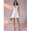image:imageMakeMeChic Womens Flowy Halter Deep V Neck Backless Mini Dress Ruffle Sexy A Line Summer Dresses Cute Graduation Party DressWhite