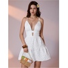 image:imageMakeMeChic Womens Flowy Halter Deep V Neck Backless Mini Dress Ruffle Sexy A Line Summer Dresses Cute Graduation Party DressWhite