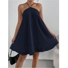 image:imageMakeMeChic Womens Halter Dress Summer White Beach Mini Backless Flowy Short DressBlue