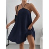 image:imageMakeMeChic Womens Halter Dress Summer White Beach Mini Backless Flowy Short DressBlue