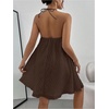 image:imageMakeMeChic Womens Halter Dress Summer White Beach Mini Backless Flowy Short DressBrown