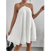 image:imageMakeMeChic Womens Halter Dress Summer White Beach Mini Backless Flowy Short DressWhite