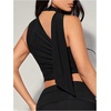 image:imageMakeMeChic Womens Halter Scarf Sexy Sheer Mesh Tops Ruched Off Shoulder Asymmetrical Neck Crop Tank Top Going Out ClubwearBlack
