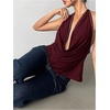 image:imageMakeMeChic Womens Halter Tank Top Deep V Cowl Neck Backless Rivet Summer Going Out TopsBurgundy