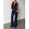 image:imageMakeMeChic Womens Halter Tank Top Deep V Cowl Neck Backless Rivet Summer Going Out TopsChocolate Brown