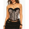 image:imageMakeMeChic Womens Leopard Print Corset Top Bow Lace Strapless Tube Crop Tops Y2K Bandeau TopBlack