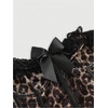image:imageMakeMeChic Womens Leopard Print Corset Top Bow Lace Strapless Tube Crop Tops Y2K Bandeau TopBrown