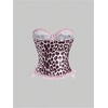 image:imageMakeMeChic Womens Leopard Print Corset Top Bow Lace Strapless Tube Crop Tops Y2K Bandeau TopMulticolor