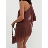 image:imageMakeMeChic Womens Off The Shoulder Bodycon Dress Ruffle Party Cocktail Mini DressesCoffee Brown