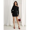 image:imageMakeMeChic Womens Off The Shoulder Dress Ruched Long Sleeve Party Bodycon Mini DressesBlack
