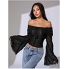 image:imageMakeMeChic Womens Off The Shoulder Lace Tank Tops Going Out Bell Sleeve Crop Tops Summer Y2K OutfitsBlack a