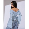 image:imageMakeMeChic Womens Off The Shoulder Lace Tank Tops Going Out Bell Sleeve Crop Tops Summer Y2K OutfitsBlue