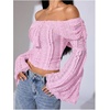 image:imageMakeMeChic Womens Off The Shoulder Lace Tank Tops Going Out Bell Sleeve Crop Tops Summer Y2K OutfitsPink