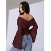image:imageMakeMeChic Womens Off The Shoulder Lace Tank Tops Going Out Bell Sleeve Crop Tops Summer Y2K OutfitsRed