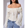 image:imageMakeMeChic Womens Off The Shoulder Lace Tank Tops Going Out Bell Sleeve Crop Tops Summer Y2K OutfitsWhite