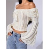 image:imageMakeMeChic Womens Off The Shoulder Lace Tank Tops Going Out Bell Sleeve Crop Tops Summer Y2K OutfitsWhite