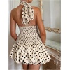 image:imageMakeMeChic Womens Polka Dots Bubble Mini Dress Shirred Halter Sleeveless A Line Y2k DressesApricot