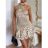 image:imageMakeMeChic Womens Polka Dots Bubble Mini Dress Shirred Halter Sleeveless A Line Y2k DressesApricot